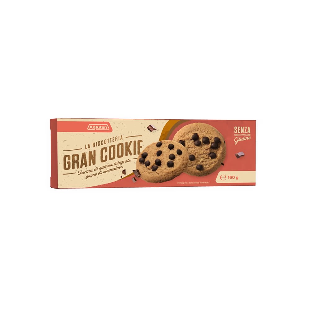 AGLUTEN GRAN COOKIE FARINA QUINOA INTEGRALE E GOCCE DI CIOCCOLATO 160 G - Farma Nice