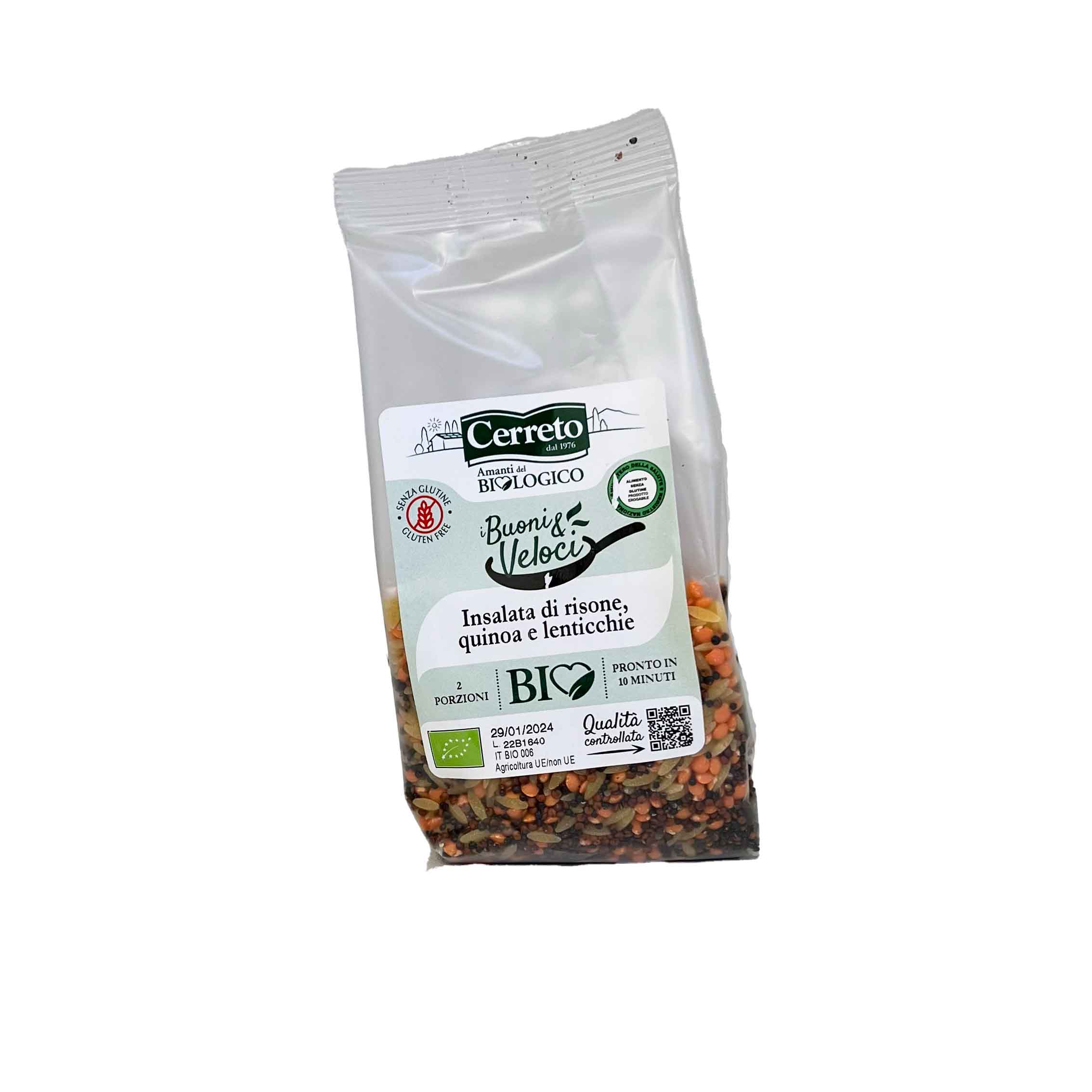 CERRETO BIO INSALATA RISONE QUINOA E LENTICCHIE 140 G - Farma Nice