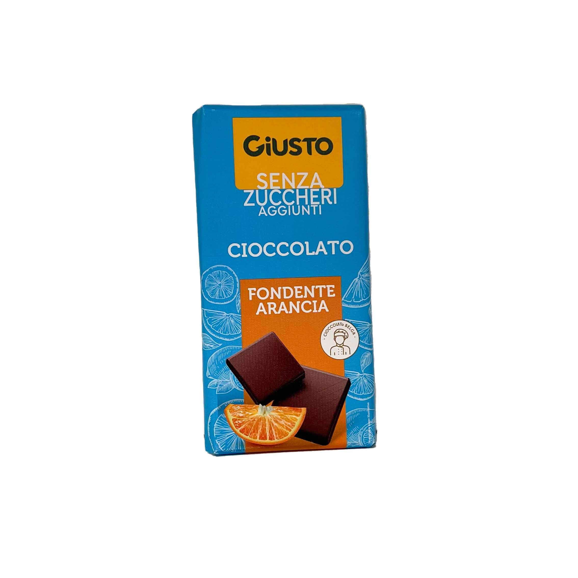 GIUSTO SENZA ZUCCHERO CIOCCOLATO FONDENTE ARANCIA 85 G - Farma Nice