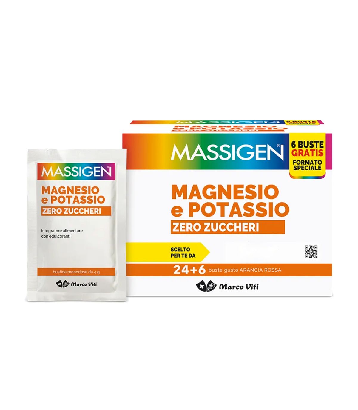 MASSIGEN MAGNESIO POTASSIO ZERO ZUCCHERO 24 BUSTINE + 6 BUSTINE - Farma Nice