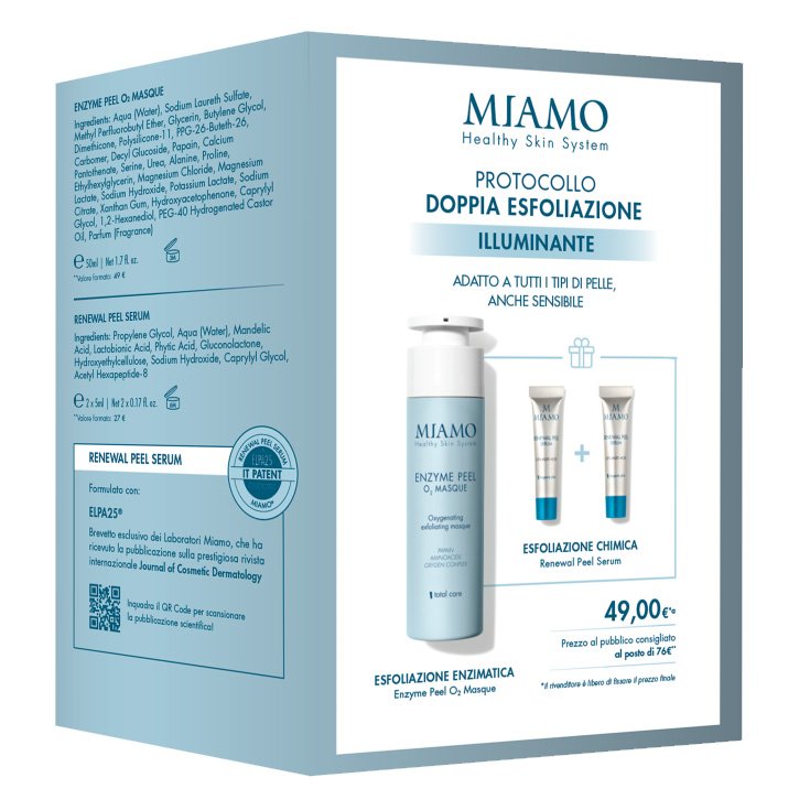 MIAMO COFANETTO 2025 ESFOLIANTE ILLUMINANTE 1 ENZYME PEEL 50 ML + 2 RENEWAL PEEL 5 ML OMAGGIO - Farma Nice