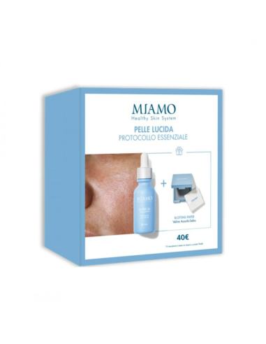 MIAMO COFANETTO 2025 PROTOCOLLO PELLE LUCIDA 1 OIL FREE GEL 30 ML + 1 BLOTTING PAPER - Farma Nice