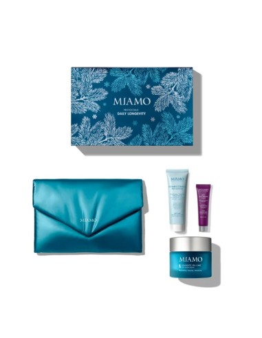 MIAMO COFANETTO PROTOCOLLO DAILY LONGEVITY 1 VITAMIN COMPLEX MILK CLEANSER 50 ML + 1 ANTI-GLYCOXIDANT MASQUE 10 ML + 1 LONGEVITY CELL-CARE SOFT SATIN CREAM 50 ML - Farma Nice