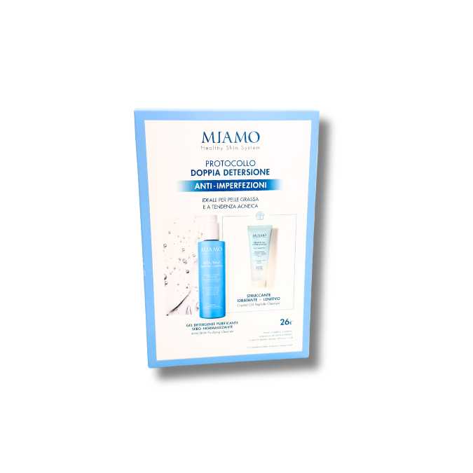 MIAMO DOPPIA DETERSIONE ANTI-IMPERFEZIONI PROTOCOLLO 1 AHA/BHA PURIFYING CLEANSER 250 ML + 1 MINI CRYSTAL OIL 50 ML - Farma Nice