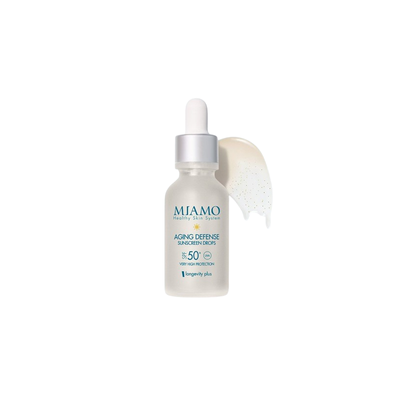 MIAMO LONGEVITY PLUS AGING DEFENSE SUNSCREEN DROPS SOFT GOLD 30 ML - Farma Nice