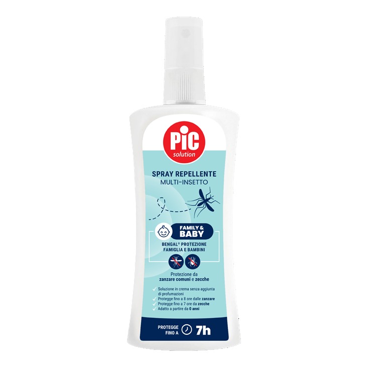 PIC SOLUTION BENGAL FAMILY & BABY PROTEZIONE FAMIGLIA E BAMBINI SPRAY REPELLENTE MULTI INSETTO 100 ML - Farma Nice