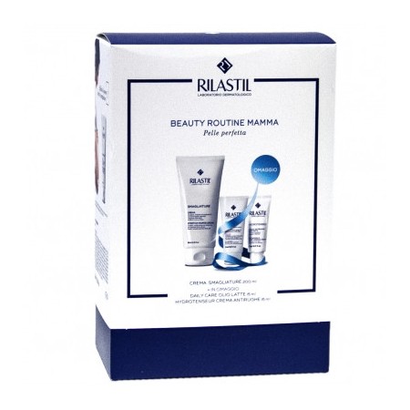 RILASTIL COFANETTO MAMMA BEAUTY ROUTINE 1 RILASTIL SMAGLIATURE 200 ML + 1 OLIOLATTE 15 ML + 1 HYDRO CREMA IDRATANTE 15 ML + 1 AQUA HYDRA MASK - Farma Nice
