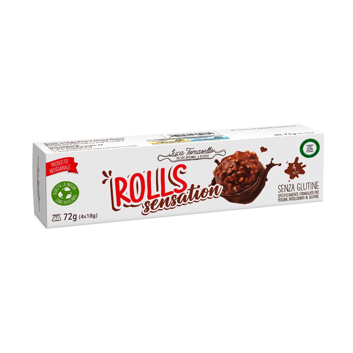 ROLLS MERENDINA PAN DI SPAGNA CREMA CIOCCOLATO E NOCCIOLA 72 G - Farma Nice