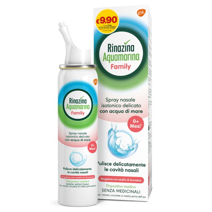 SPRAY NASALE ISOTONICO RINAZINA AQUAMARINA FAMILY PROMO 100 ML - Farma Nice