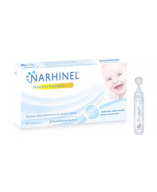 SOLUZIONE FISIOLOGICA PER ASPIRATORE NASALE NARHINEL 20 FIALE DA 5ML - Farma Nice