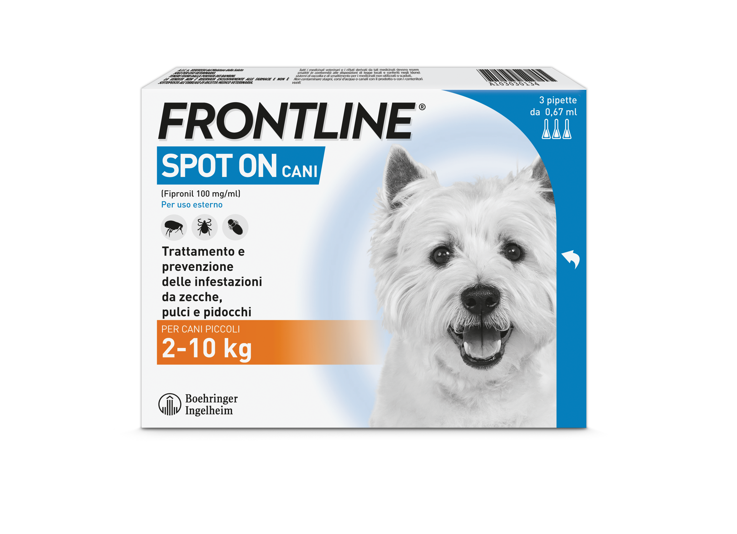 FRONTLINE*3PIP 2-10KG CANI - Farma Nice