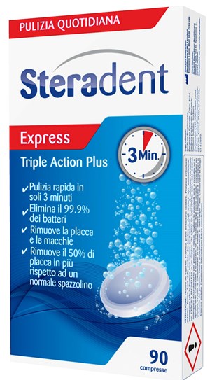 STERADENT TRIPLE ACTION PLUS 90 COMPRESSE PULENTI - Farma Nice