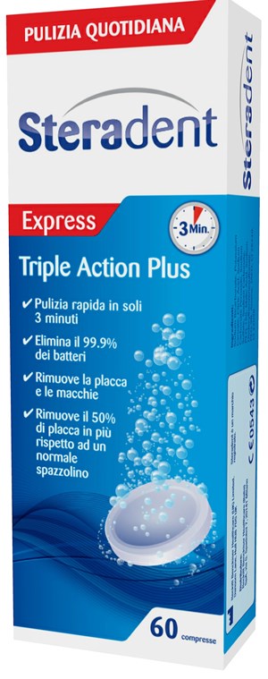 STERADENT TRIPLE ACTION PLUS 60 COMPRESSE PULENTI - Farma Nice