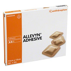 MEDICAZIONE IDROCELLULARE ADESIVA STERILE ALLEVYN ADHESIVE ALTAMENTE ASSORBENTE IN SCHIUMA DI POLIURETANO A STRUTTURA TRISTRATIFICATA 7,5X7,5CM 3 PEZZI - Farma Nice