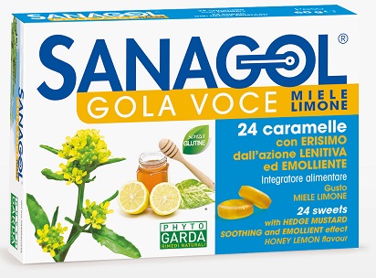 SANAGOL GOLA VOCE MIELE LIMONE 24 CARAMELLE - Farma Nice