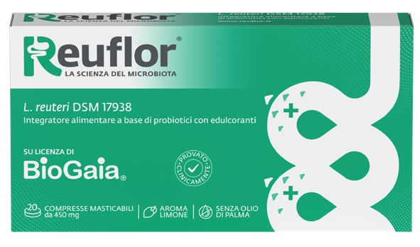 REUFLOR 20 COMPRESSE MASTICABILI AROMA LIMONE - Farma Nice