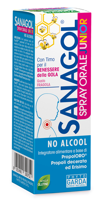 SANAGOL SPRAY JUNIOR PROPOLI FRAGOLA 20 ML - Farma Nice
