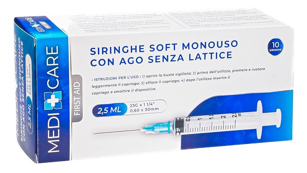 SIRINGA SOFT CAPACITA' 2,5ML AGO GAUGE 23 CONFEZIONE 10 PEZZI GAMMADIS - Farma Nice