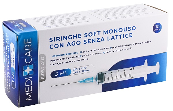 SIRINGA SOFT CAPACITA' 5ML AGO GAUGE 23 CONFEZIONE 10 PEZZI GAMMADIS - Farma Nice