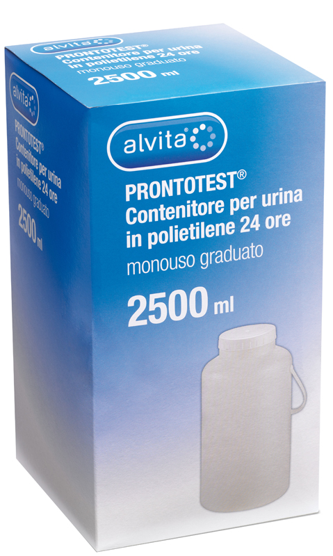 CONTENITORE PER URINA ALVITA PRONTOTEST IN POLIETILENE 24 ORE GRADUATO 2500ML - Farma Nice