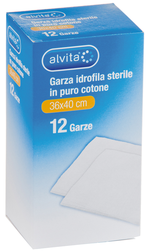 GARZA IDROFILA IN PURO COTONE ALVITA 36X40CM 12 PEZZI - Farma Nice