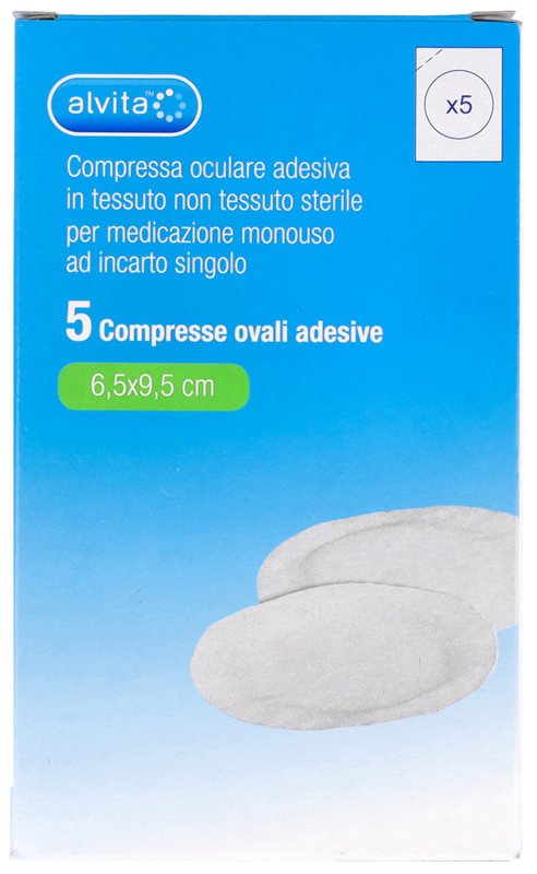 COMPRESSA OCULARE AUTOADESIVA ALVITA TNT OVALI 6,5X9,5CM 5 PEZZI - Farma Nice