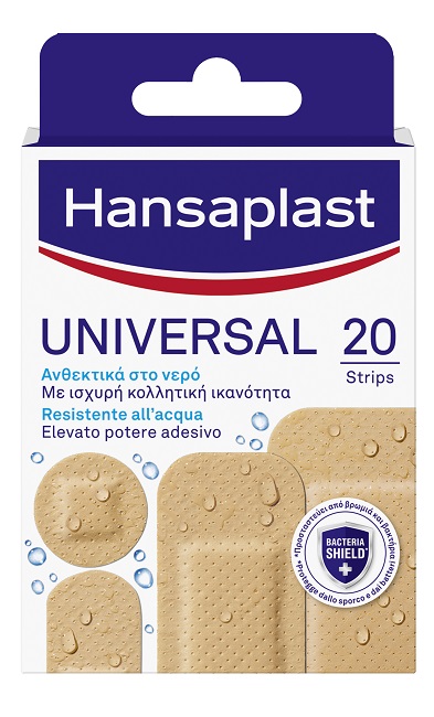 CEROTTO HANSAPLAST UNIVERSAL RESISTENTE ALL'ACQUA 4 FORME ASSORTITE 20 PEZZI - Farma Nice