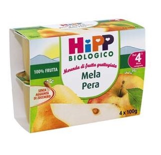 HIPP BIO FRUTTA GRATTUGGIATA MELA PERA 4X100 G - Farma Nice