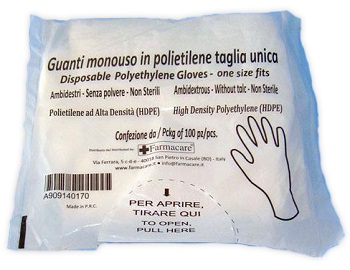 GUANTO MONOUSO IN PVC MISURA UNICA 100 PEZZI - Farma Nice