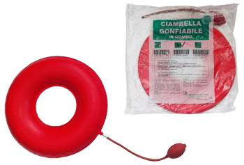CIAMBELLA GONFIABILE PER INVALIDI IN GOMMA ROSSA TEAM DELUXE CON POMPA 43CM DIAMETRO - Farma Nice