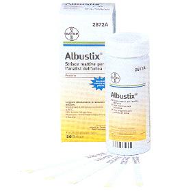 STRISCIA REATTIVA ALBUSTIX PER RICERCA DELLE PROTEINE NELLE URINE 50 PEZZI CODICE ARTICOLO 2872C - Farma Nice