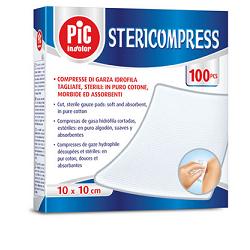 GARZA COMPRESSA IDROFILA PIC STERICOMPRESS 10X10 CM 4 BUSTE  25 PEZZI - Farma Nice