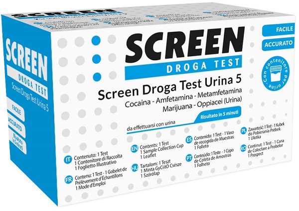 SCREEN DROGA TEST 5 DROGHE TEST ANTIDROGA CON CONTENITORE URINA - Farma Nice