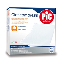 GARZA COMPRESSA IDROFILA PIC 10X10CM 4 STRATI 2 BUSTE 25 PEZZI FUSTELLA - Farma Nice