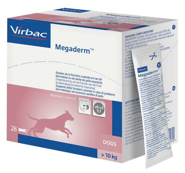 MEGADERM SUPPLEMENTO CANI SUPERIORI A 10 KG SCATOLA DA 28 SACCHETTI MONODOSE 4 ML - Farma Nice
