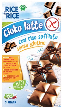 RICE&RICE CIOKO - RISO SOFFIATO E CIOCCOLATO AL LATTE 3 X 25 G SENZA LIEVITO - Farma Nice