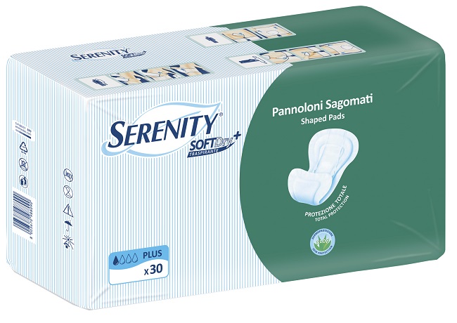 PANNOLONE PER INCONTINENZA SAGOMATO SERENITY SOFTDRY+ ALOE PLUS 30 PEZZI - Farma Nice