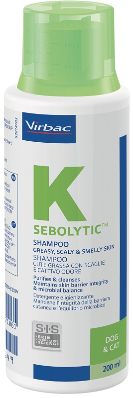 SEBOLYTIC SHAMPOO CUTE GRASSA CON SCAGLIE E CATTIVO ODORE CANE E GATTO 200 ML - Farma Nice