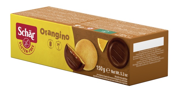 SCHAR ORANGINO BISCOTTI CON RIPIENO AL GUSTO DI ARANCIA RICOPERTI CON CIOCCOLATO 150 G - Farma Nice