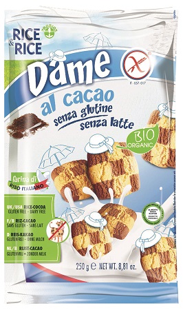 RICE&RICE DAME DI RISO CON CACAO SENZA LATTE 250 G - Farma Nice
