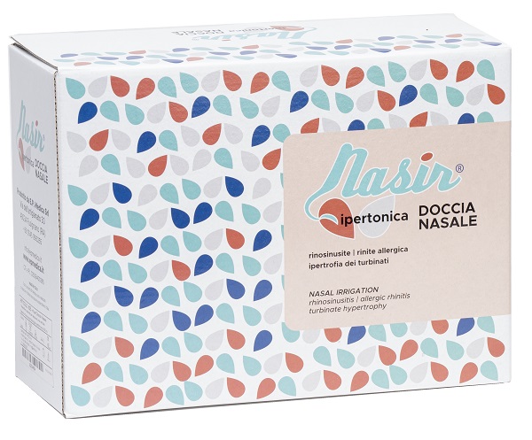 NASIR DOCCIA NASALE CON SOLUZIONE FISIOLOGICA IPERTONICA 8 SACCHE 250 ML + 1 BLISTER - Farma Nice