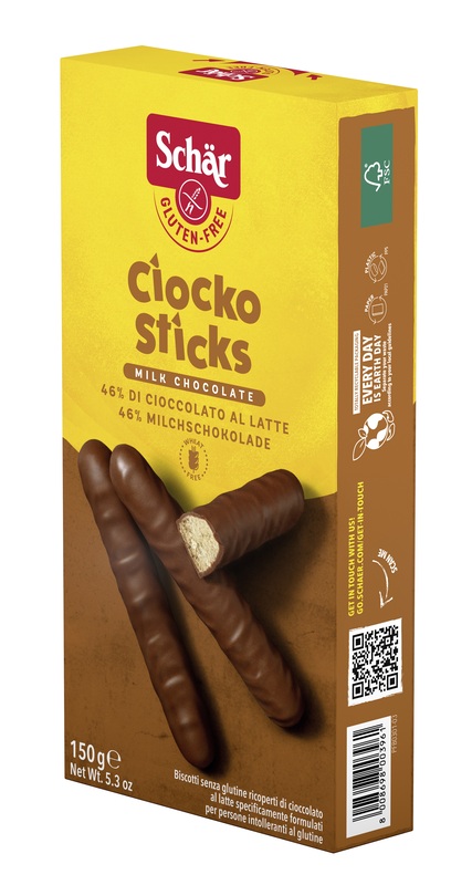 SCHAR CIOCKO STICK RICOPERTI DI CIOCCOLATO AL LATTE 150 G - Farma Nice