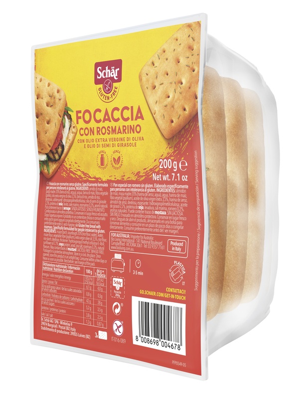 SCHAR FOCACCIA CON ROSMARINO SENZA LATTOSIO 200 G - Farma Nice