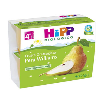 HIPP BIO HIPP BIO FRUTTA GRATTUGGIATA PERA WILLIAMS 4X100 G - Farma Nice
