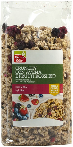 FSC CRUNCHY CON AVENA E FRUTTI ROSSI BIO AD ALTO CONTENUTO DI FIBRE CON OLIO DI GIRASOLE SENZA OLIO DI PALMA 375 G - Farma Nice