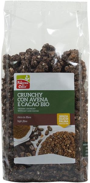 FSC CRUNCHY CON AVENA E CACAO BIO AD ALTO CONTENUTO DI FIBRE CON OLIO DI GIRASOLE SENZA OLIO DI PALMA 375 G - Farma Nice