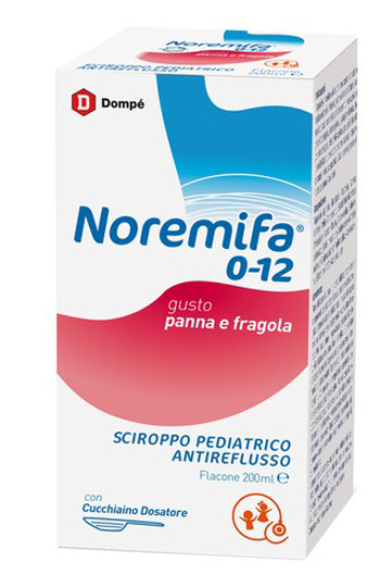 SCIROPPO PEDIATRICO ANTIREFLUSSO NOREMIFA 0-12 FLACONE 200 ML GUSTO PANNA E FRAGOLA - Farma Nice