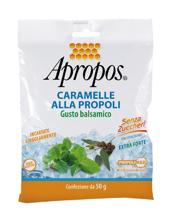 APROPOS CARAMELLE DURE ALLA PROPOLI BALSAMICHE SENZA ZUCCHERO 50 G - Farma Nice