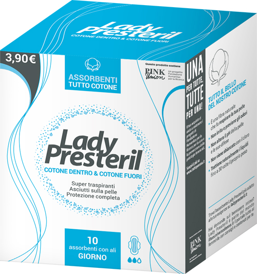 LADY PRESTERIL COTONE DENTRO & COTONE FUORI 10 ASSORBENTI CON ALI GIORNO PROMO - Farma Nice