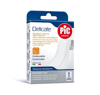 CEROTTO PIC DELICATE STRISCIA BIANCA CON TAMPONE ANTIBATTERICO CM 8X0,5 M - Farma Nice